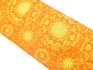 華紋に花唐草模様織り出し　名古屋帯